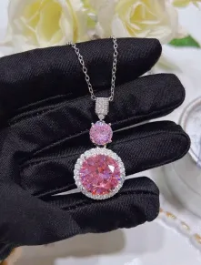 Sparkling Pink Round Cubic Zirconia Jewelry Set